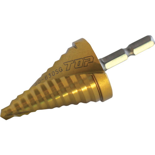 TOP 電動ドリル用六角シャンクスパイラルステップドリル ゴールドタイプ ESD-630SG 【397-0892】|オレンジ便利
