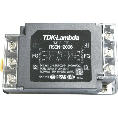 ＴＤＫラムダ ノイズフィルタ ＲＳＥＮ ＤＩＮレール取付対応 ２５０Ｖ ６Ａ RSEN-2006D 【440-2821】