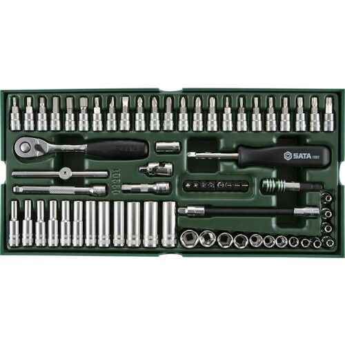 ＳＡＴＡ １／４&rdquo;ＤＲソケットレンチセット（６角タイプ）トレー入り 09901 【446-8828】｜オレンジ便利