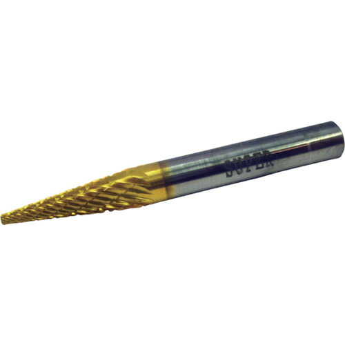 スーパー スーパー超硬バー チタンコーティング オール超硬 円錐型（ダブルカット）１４°刃径６．０ｍｍ 軸径６．０ｍｍ SBT5C02 【451-5978】