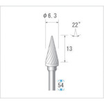 ナカニシ チタンコート超硬カッター テーパー（シングルカット） 刃径６．３ｍｍ 刃長１２．７ｍｍ 21297 【476-1987】