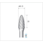 ナカニシ チタンコート超硬カッター 砲弾(ダブルカット)刃径9.5mm 刃長19mm 21532 【476-2169】