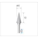 ナカニシ 超硬カッター テーパー（ダブルカット） 刃径６ｍｍ 刃長１３ｍｍ 23414 【476-2771】