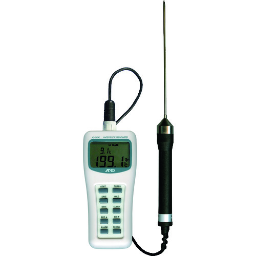 A&D 防水型中心温度計 測定温度範囲−50~300℃ バックライト付 AD5604C 【480-8363】|オレンジ便利