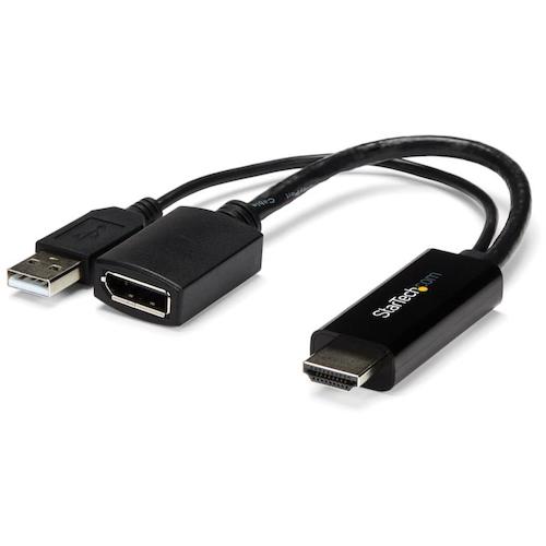 スターテック ディスプレイアダプター／ＨＤＭＩ － ＤＰ／４Ｋ３０Ｈｚ／ＵＳＢパワー／ＢＫ HD2DP 【493-1396】