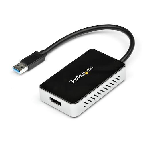 スターテック ＵＳＢディスプレイ変換アダプター／ＵＳＢ ３．０／１０８０ｐ ＨＤＭＩ／１ｘ ＵＳＢ USB32HDEH 【493-2928】｜オレンジ便利