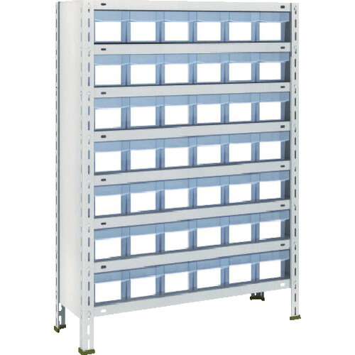 TRUSCO スチールラック 軽量棚 875X300X1200 樹脂引出透明 小X42 ネオグレー 43V-808C7 NG(ネオグレー) 【503-3632】|オレンジ便利