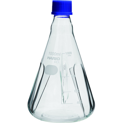 ＨＡＲＩＯ バッフル付きねじ口三角フラスコ １，０００ｍＬ BNSF-1L-SCI 【601-2853】｜オレンジ便利
