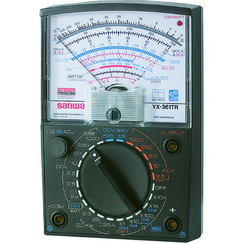 SANWA アナログマルチテスタ 1000V測定可能 YX-361TR 【816-2987】|オレンジ便利