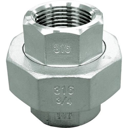 フローバル ねじ込み管継手 ユニオン（ステンレス１４Ａ） ０４１１５８０６ 呼び径（Ａ）２５／呼び径（Ｂ）１ VU-S14-08 【836-5187】