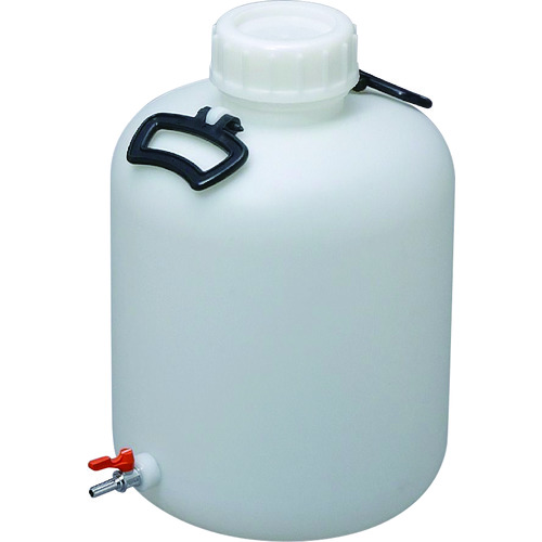 瑞穂 ポリタンク 広口瓶 ボールコック付 ２０Ｌ 乳白色 0741 【836-6410】｜オレンジ便利
