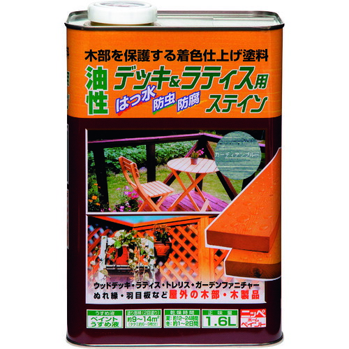 ニッぺ 油性デッキ＆ラティス １．６Ｌ ガーディアンブルー ＨＵＨ０１０－１．６ 4976124526077 【859-9001】