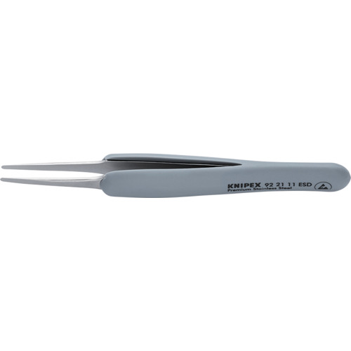 ＫＮＩＰＥＸ社 ＫＮＩＰＥＸ ラバーハンドル付き精密ピンセット 先広 １２３ММ 9221-11ESD 【657-0596】｜オレンジ便利