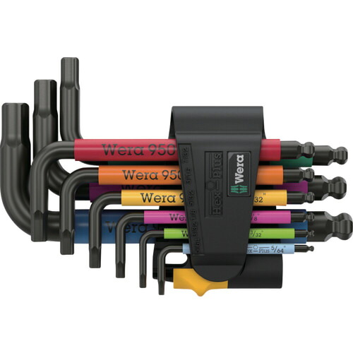Ｗｅｒａ社 Ｗｅｒａ ９５０／９ ヘックスプラス マルチカラーインペリアル３ Ｌキーセット、 ブラックレーザー 022641 【657-8412】
