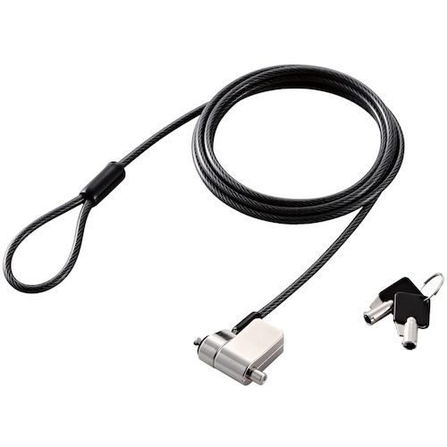 ELECOM セキュリティワイヤー マルチスロット対応 シリンダー錠 プッシュロック方式 ESL-704E 【544-8237】