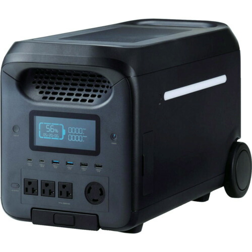 ＥＬＥＣＯＭ ポータブル電源 ２５６０Ｗｈ ＡＣ定格出力２５００Ｗ ＡＣ×４ ブラック DE-PS2500PBK 【679-6790】