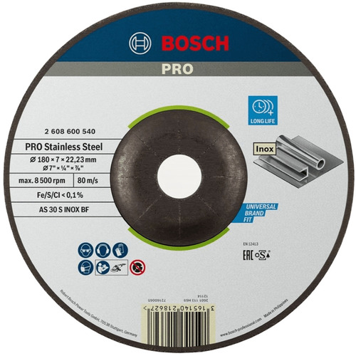 ボッシュ ＰＲＯ研削砥石 ステンレス用１８０ｍｍ 2608600540 【入数：25】 【697-6593】