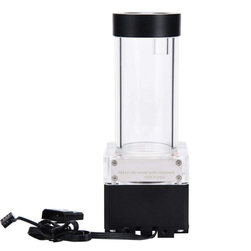水冷却ポンプタンク 800L / H高速熱消散 LED電源 コンピュータポンプ ポンプヘッド PC 液体冷却システム (ブラック17cm)