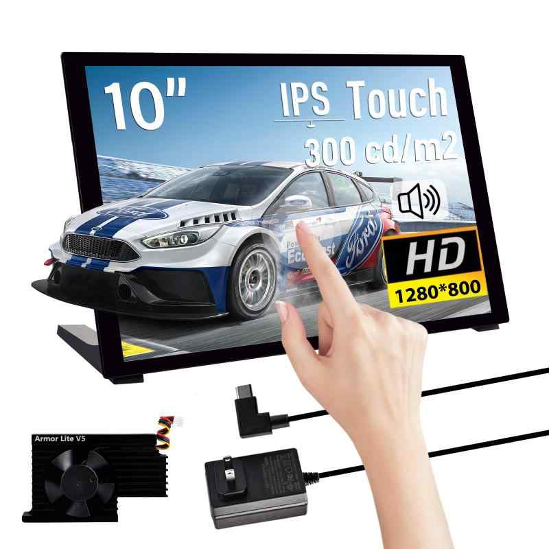 10.1in 静電静電容量式タッチスクリーン 用 HDMI管する IPS 1280X800 LCD見せびらかす  5/4B/3B+/3B/B+用デュアル金棒引き付き添い人 ゲーム盤を取り付ける悧巧のマウント