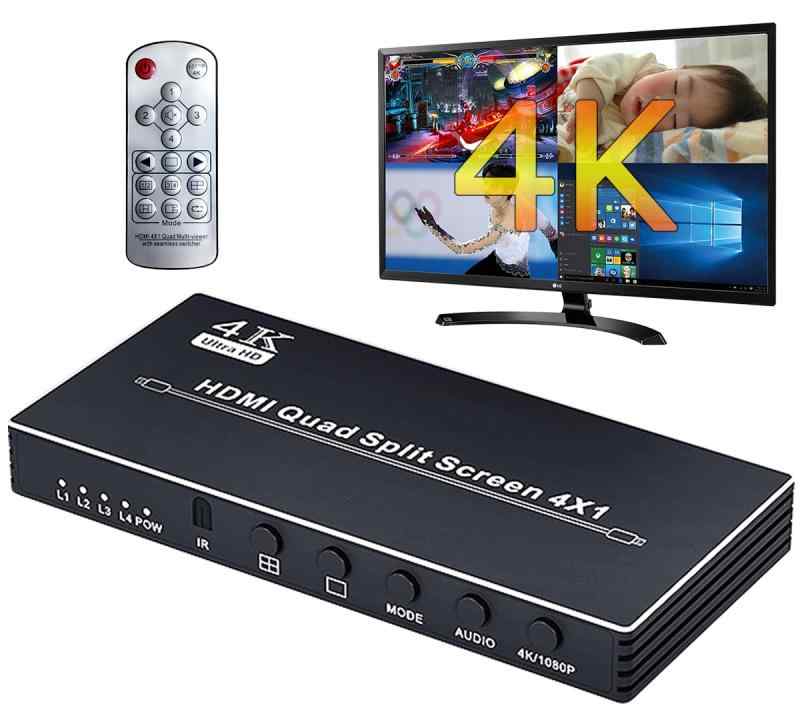 4K30サイクル HDMI マルチビューワー 4インプット1最終生産物 4取りわける見せびらかす PBP/PIP役立つこと 軽銀製 シームレスうつり変わり スイッチャー 話し合い/分析的思考/競り合い/監督することに当て嵌める 遠隔操作付き添い人 EHD-906N
