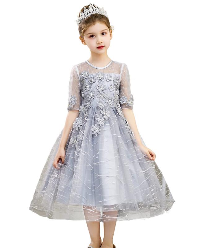 [ハニー ベービー] 子供ドレス キッズ レースワンピース チュール 女の子ジュニアドレス 発表会 フラワーガールドレス お姫様ドレス パーティー ピアノ発表会 結婚式 入園式 演奏会 お呼ば