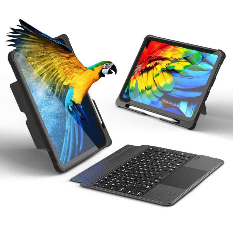 ipad ケース キーボード キーボード付きケース ipadキーボード 日本語配列 一体式 脱着式 横置き 縦置き トラックパッド付き bluetooth 5.3 2台デバイスマルチペアリング 角度調整 ペン収納
