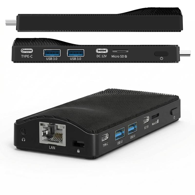 有線LAN搭載スティックPC 4GB 64GB Windows 11 Pro Celeron N4100 小型PC Gigabit LAN RJ45ポート 4K 2画面同時出力 フル機能Type-C ファンレス 静音 産業用 IoT 業務用 24時間連続|オレンジアイランド