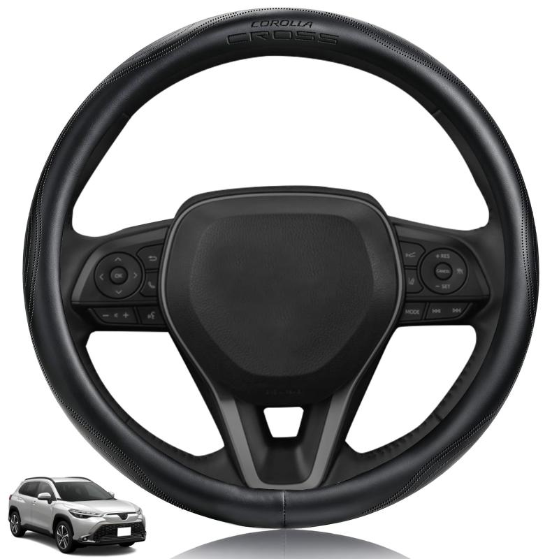ハンドルカバー 高級本革 ステアリングカバー 本革手縫い 3Dグリップ おしゃれなデザイン 専車ロゴ 滑り防止 吸汗速乾 簡単取付
