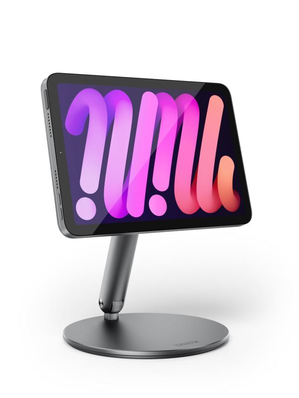 360° 磁気式照明ランプ｜iPad mini 7 A17 Pro/mini 6 8.3 in（2024/2021 年真似形）相応う 軽銀アロイ製折りたたみ式デスクタブレットスタンド、回転させる軍事基地積み上げる（薄墨色です）