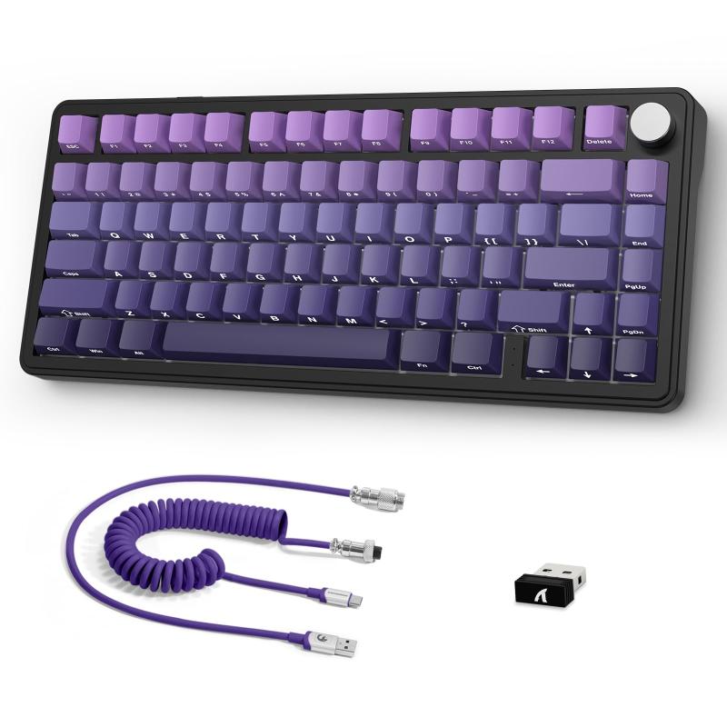 X85メカニカルキーボード、ノブ付き75%ワイヤレスゲームキーボード、PBT側プリントキーキャップ、BT 5.1/2.4 Ghz/USB-C有線、ホットスワップ、リニアスイッチ、RGB、NKRO、PC、MAC