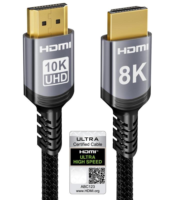 10K 8K HDMI 2.1 ケーブル、認証済み 48Gbps ウルトラハイスピード HDMI® ケーブル、0.01ms、4K 240Hz・165Hz・120Hz、8K 60Hz、eARC、Netflix、HDCP 2.3/2.2、DTS:X、HDR|オレンジアイランド
