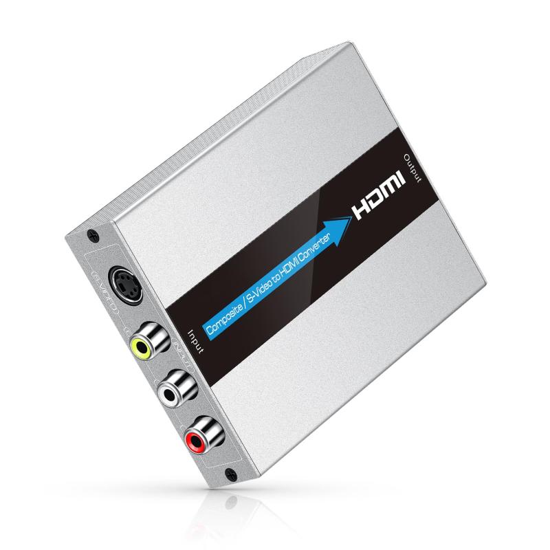 RCA S端子 to HDMI変換器、AVコンポジットSビデオ S-video to HDMIコンバーター、720P/1080P出力対応、N64、PS2、Wii、DVD、VHSをHDTVで視聴可能