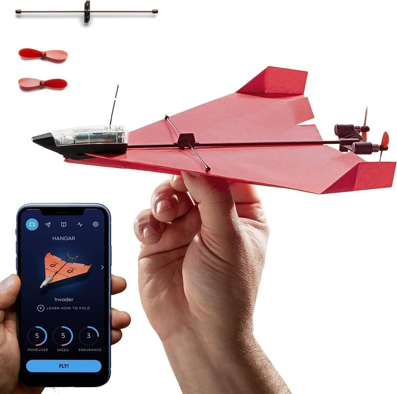POWP 4.0 次世代スマートフォン制御紙飛行機キット、リモコン制御。オートパイロットとジャイロスタビライザーで簡単に飛ばせるため、遊びや仕事、DYI にも最適。