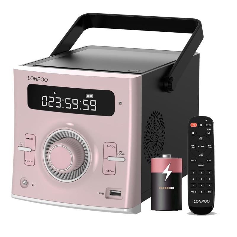 ポータブルCDプレーヤー 20W bluetooth対応/FMラジオ/MP3再生/USB/AUX入力/ヘッドフォンジャック/リモコン/マイクインターフェース 内蔵充電池 電池長持ちタイプ CDプレーヤー コンパクト｜オレンジアイランド