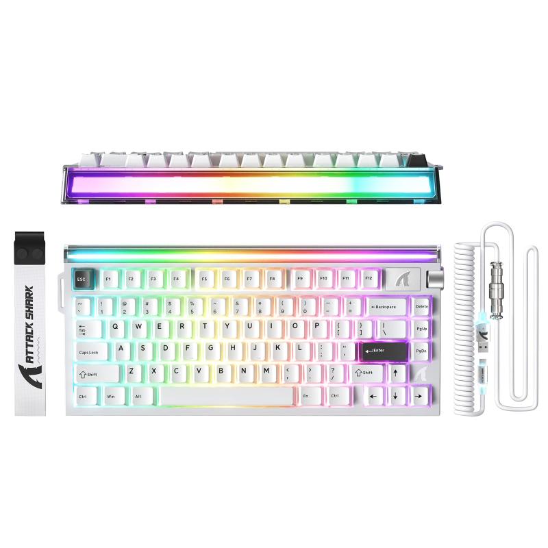 × R85HE ゲーミングキーボード 有線 75％配列 8000Hz超高ポーリングレート 磁気軸 RGBバックライト アルミ合金プレート 低遅延 高速応答 カスタム可能 C01ULTRA航插ケーブル付き