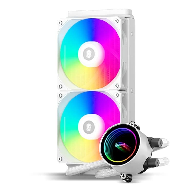 CPS DA240 ARGB AIO リキッドクーラー 240粍 中央処理装置冷房装置 デュアルARGB気違い付き添い人 高性能3000RPM揚水機速力度 能率的な240粍 AIO冷房装置 パソコン力くらべ用 白いこと