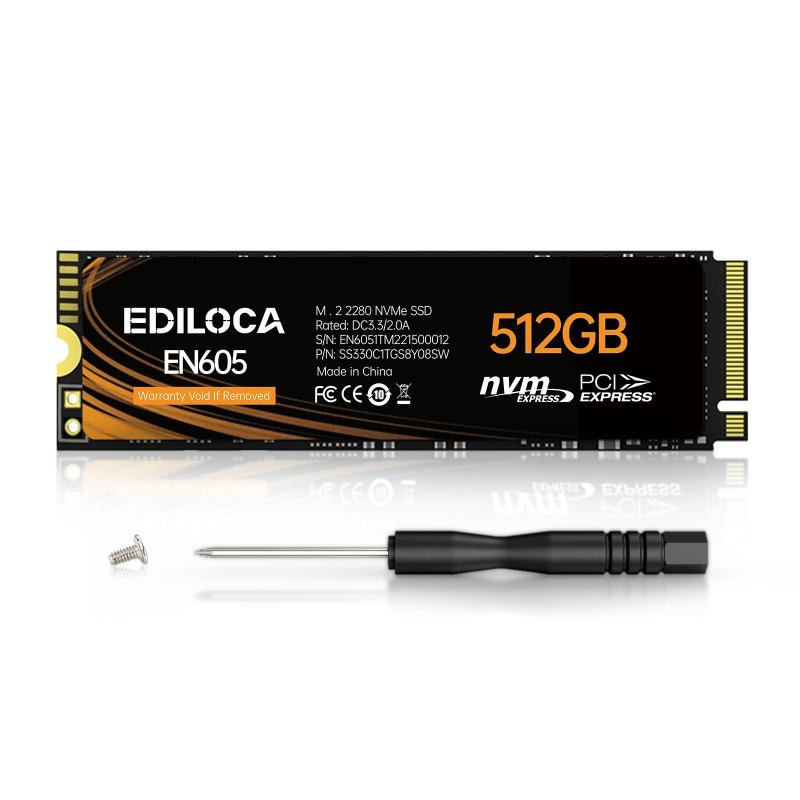 EDILOCA EN605 SSD 512GB PCIe Gen 3.0×4 NVMe1.3 M.2 2280 内蔵型SSD 3D TLC NAND閃光電球積み上げる 最大限度読み込み2150MB/s 万覚え帳マイコンと事務机マイコン に相応う  (512GB)