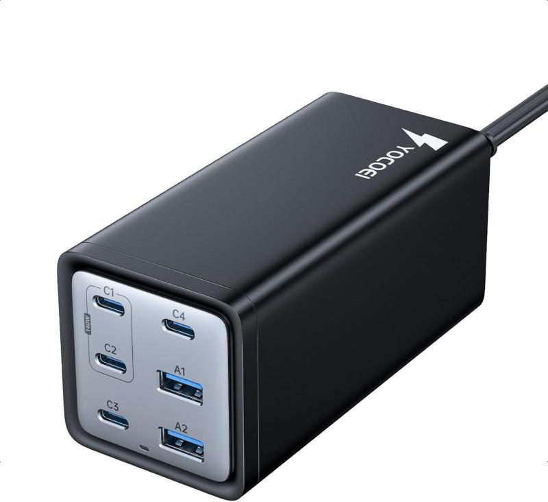 200W PD申し受ける器 6界面 USB差し込み 手っとり早い申し受ける器 (GaN PowerX/USB-C×4 USB-A×2/単界面140W高最終生産物) PD3.1/QC4.0相応う/PPS標準尺度/PSE科学技術標準尺度其れ相応 140W有線テレビ嘱する iPhone16,iPad