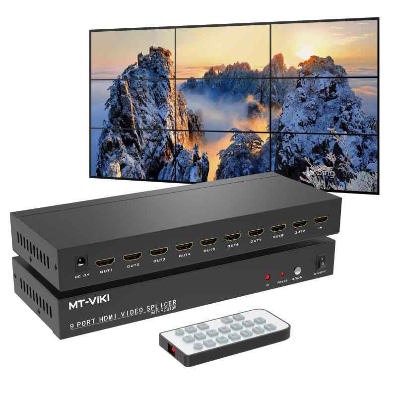 ビデオウォールコントローラー 3x3、1080p 60Hz HDMI出力と9 TVスプライシング用1入力をサポート、9チャンネルビデオウォールプロセッサー