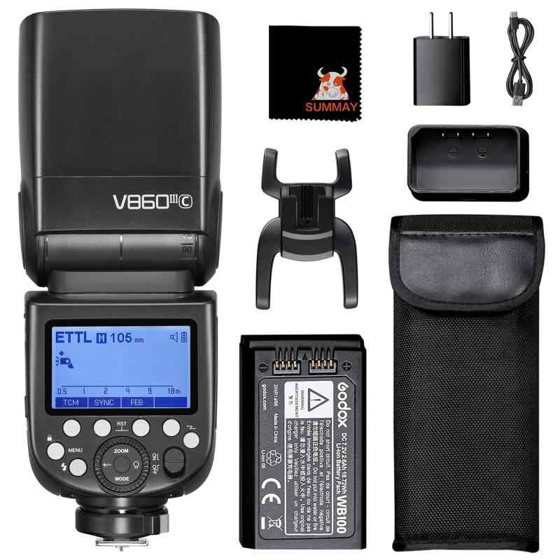 V860III-Cカメラフラッシュスピードライトキット1 / 8000s HSS 10レベルモデリングライトクイックリリースロック2600申し受ける式蓄電池1.5s再利用第四次元6D 50D 60D 80D 750D 1DX用GN60スピ