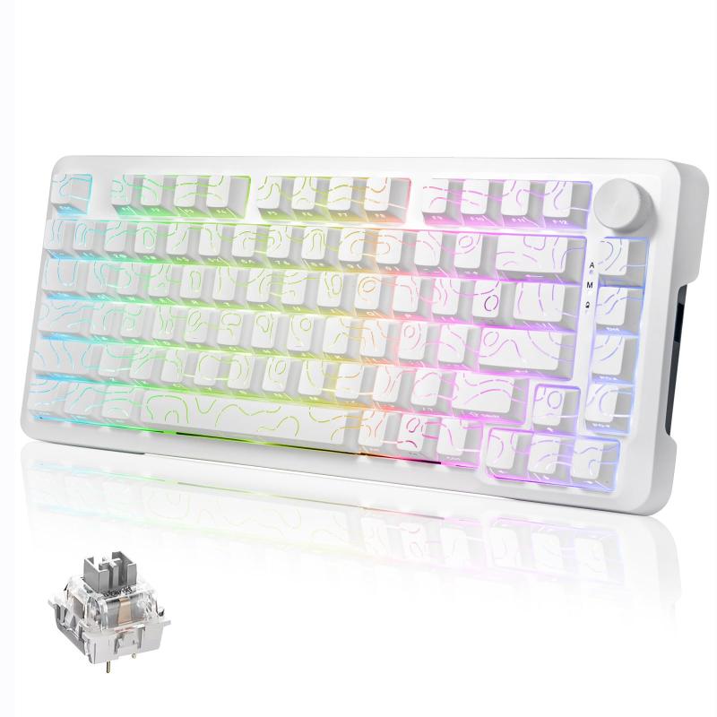 Z82ゲーミングキーボード シルバーウッド軸のメカニカル式キーボード Bluetoothと2.4Gワイヤレス無線とUSB有線の3つモード接続 銀軸を採用アンチゴーストキー RGBバックライト付き iOndro