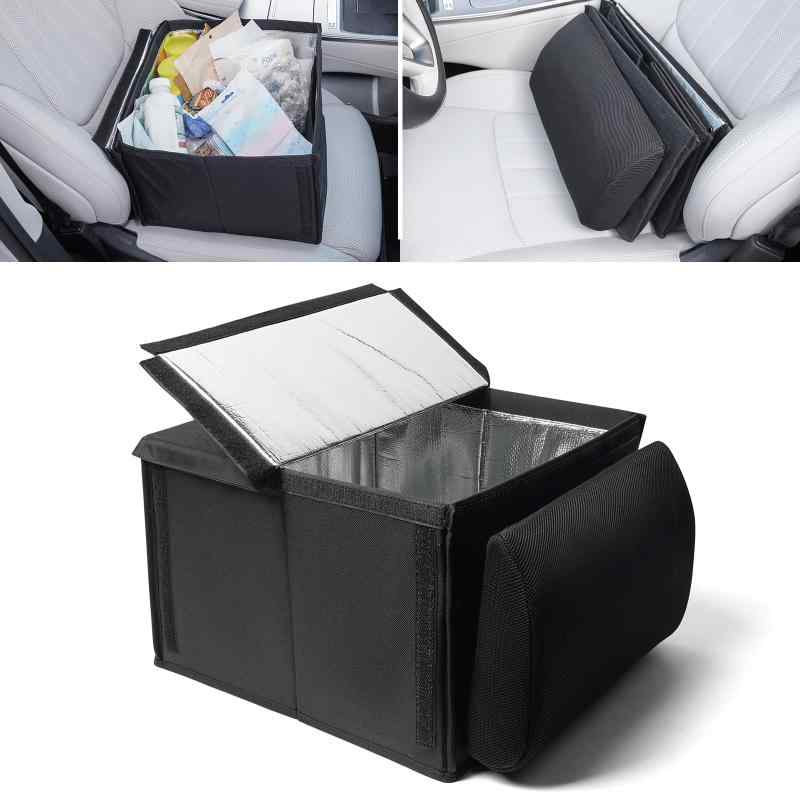車 シートボックス 助手席 荷物置き 腰 クッション 収納ボックス 保温 保冷 車中泊枕 折りたたみ式 大容量 荷物の転落防止 車用収納 ボックス 多機能 フリーサイズ 多車種対応 助手席 収納 3