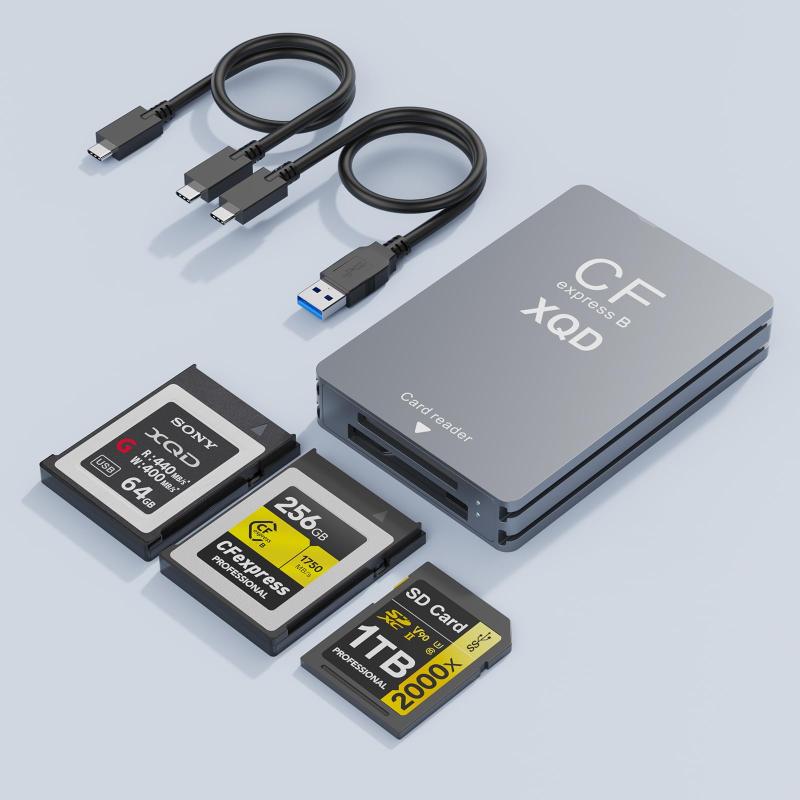 CFexpress 手合いB歌留多主導者とXQD歌留多主導者、USB 3.2 Gen 2 10Gbps Thunderbolt 3界面 CF Express歌留多手合いB主導者 軽銀CFexpressメモリーカードアダプター 活動写真家、活動写真