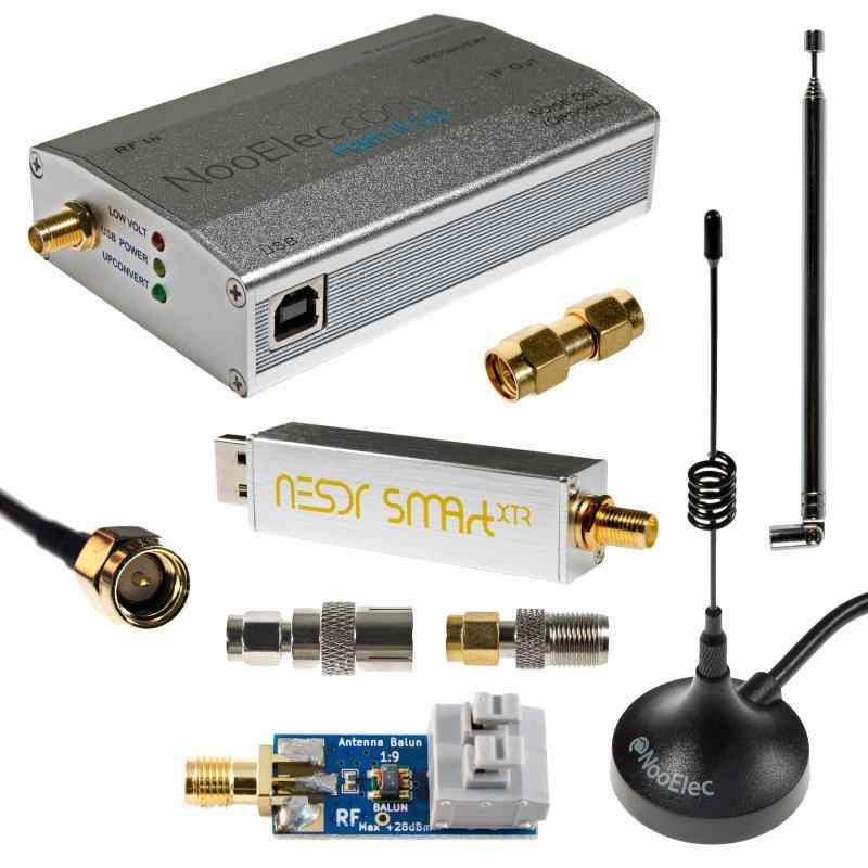 NESDR SMArt XTR HFバンドル:LF/HF/UHF / VHF用の300Hz-2.3GHzソフトウェア定義ラジオセット。 NESDR SMArt XTR RTL-SDR、Ham It Up Plusアップコンバーター、3アンテナ、バラン、ア