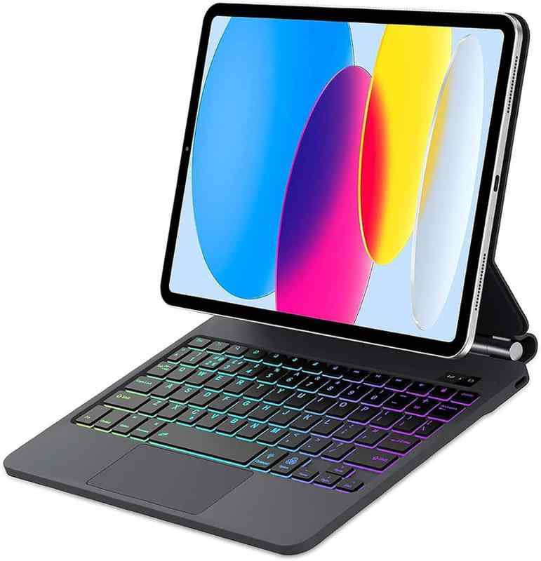 2025年進級版神通力鍵盤 iPad 入れもの 鍵盤 マルチタッチジェスチャー相応う 7色うしろ側点火装置 無線電話Bluetooth オートスリー プ役立つこと付き添い人 多角度合わせる 耐衝撃 軽さ 日本語言いあらわす