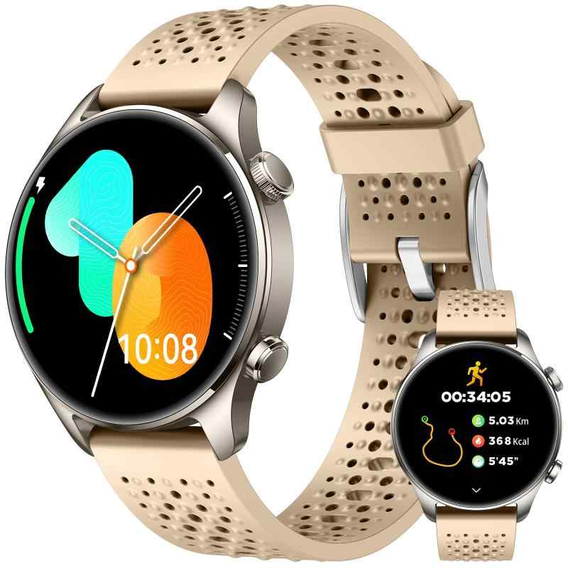 スマートウォッチ GPS 1.43インチ HD AMOLED タッチスクリーン、3ATM防水 スリープモニター、100種類以上のスポーツモード対応
