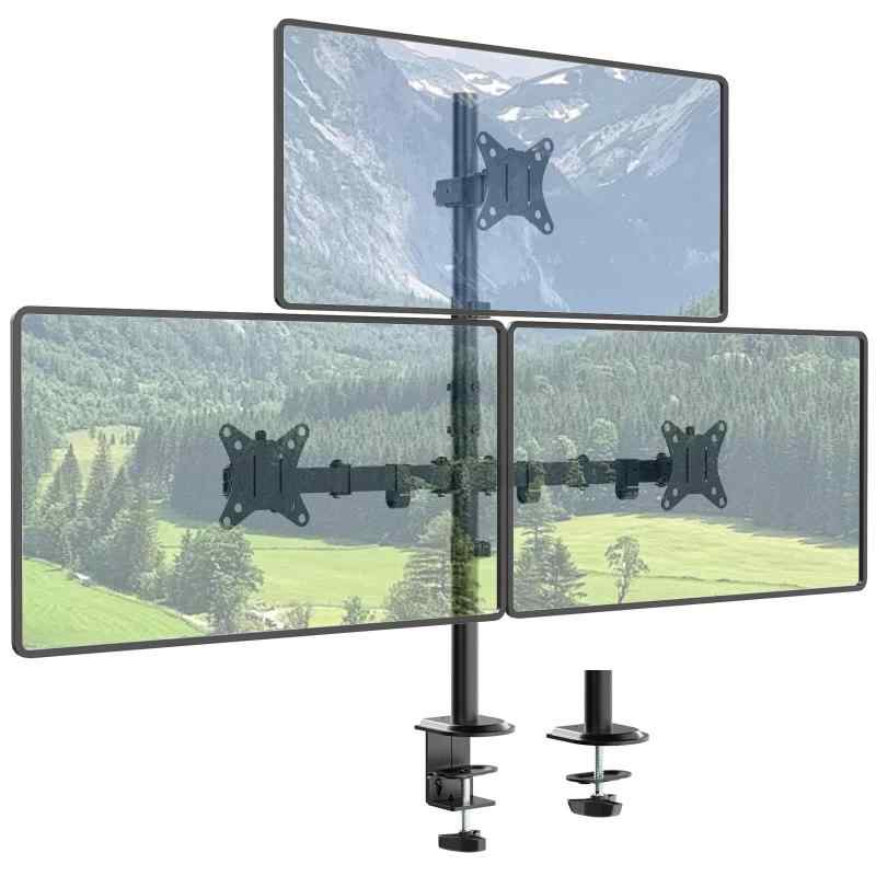 モニターアーム 3画面 17～35インチ対応 800mm ロングポール PC液晶ディスプレイアーム 耐荷重10kg グロメット式&クランプ式 角度調節 VESA対応 75x75/100x100mm