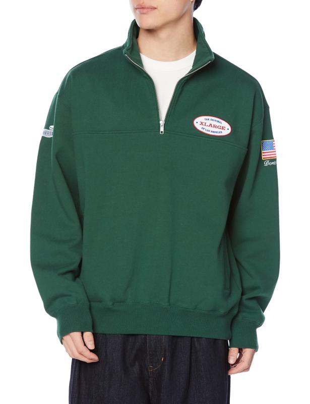 [XLARGE] スウェットCLASSIC OVAL LOGO HALF ZIP SWEATメンズ
