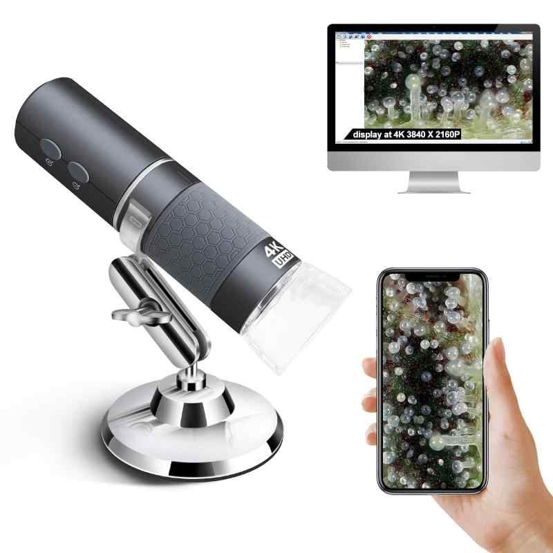 4K WiFi 顕微鏡 iPhone/Android PC 用 50 ~ 1000X USB デジタル顕微鏡 ワイヤレス スーパー HD 内視鏡カメラ すべての携帯電話 iPad Android タブレット Windows Mac Chrome Lin|オレンジアイランド