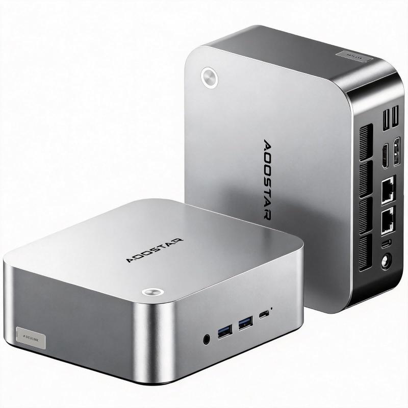 MACOミニPC Ryzen 7 H 255 (8C/16T, up to 4.9GHz) 32GB DDR5 1TB D、Mini PCはUSB4 x2台、デュアル2.5G LAN、Oculink、USB x4、4画面表示対応、指紋ロック解除